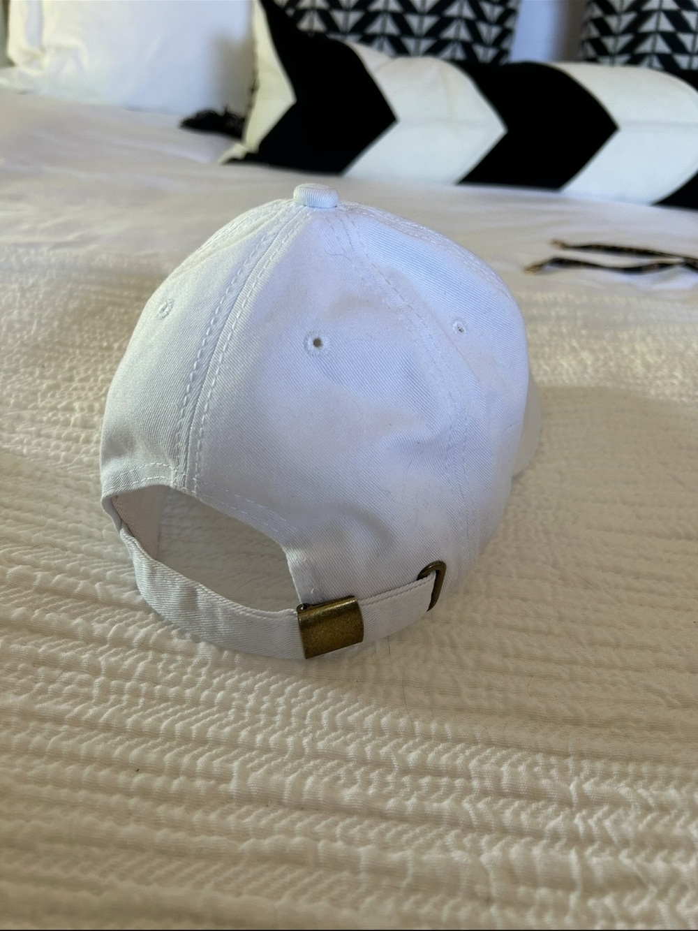 White Cotton Distressed Baseball Cap - Women’s Accessory - Picture 4 of 4